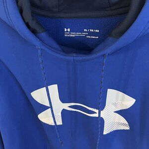Under Armour Men's XL Pullover Hoodie Royal Blue Big Logo EUC